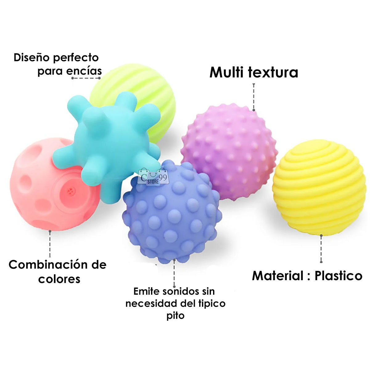  Pelotas Sensoriales Para Bebes Pack X6 